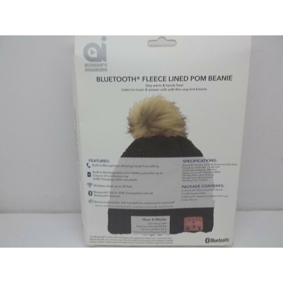Accessory Innovations Bluetooth Fleece Lined Pom Beanie - Picture 2 of 2
